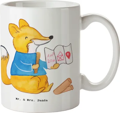 Produktbild von Mr. & Mrs. Panda Kaffeetasse Bauzeichner Herz - Weiß - Geschenk, Teetasse, Kaffeebecher, Trinkbecher, Tasse, Pott, Becher