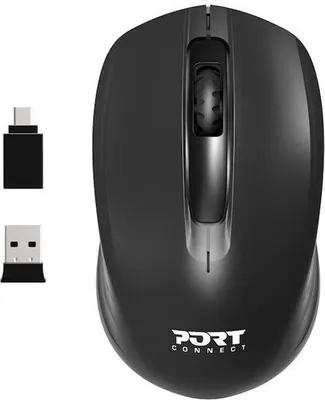Zdjęcie produktu dla Port Designs 900508, Oburęczny, RF Wireless + USB Type-C, 1000 DPI, Czarny