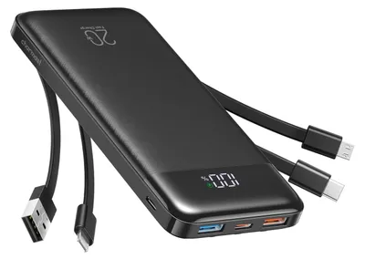 Image de Batterie externe batterie portable 20000 mAh - 22,5 W - Câbles intégrés - Blanc