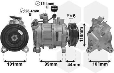Produktbild von VAN WEZEL 0600K498 6SEU14A Klimaanlage Klimakompressor PAG 46 R134a für BMW 1 Schrägheck (F20) 3 Touring (F31) 3 Limousine (F30, F80) 4 Gran Coupe