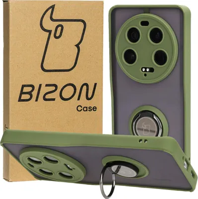 Produktbild von Bizon Case Hybrid Ring Fingerringhülle für Xiaomi 13 Ultra, Rauch mit grünem Rahmen