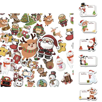 170 selbstklebende Weihnachtsaufkleber, 120 Etiketten + 50 Sticker