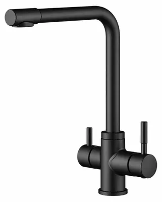Productafbeelding van Keukenmengkraan, 3-weg, zwart, roestvrij staal, Limpia BL-1600-LP, Aquanello