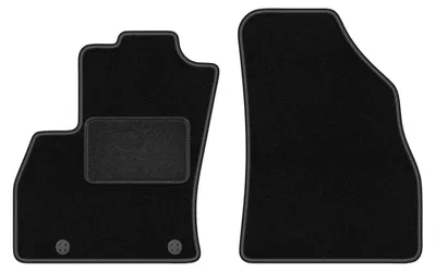 Produktbild von Velours-Fußmatten Vorne passend für Fiat Qubo (Kombivan, Bj. 2008-2020) –  schwarz, passgenau, mit Befestigungen set 2 Stk. - STANDARD