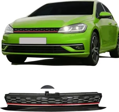 Produktbild von Kühlergitter Kühlergitter passend für VW Golf 7 Facelift, 2017-, mit Wabengitter, Leiste rot, ohne Emblem passend für VW Golf 7 Facelift, 2017-