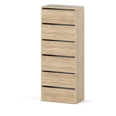 Produktbild von STIV Möbel | Schuhschrank 3-teilig mit Klappen | Sonoma Eiche | 60x36x150 cm | modular erweiterbar | modern & platzsparend