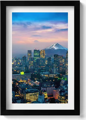 Produktbild von Stadt bei Nacht– Wandbild mit Rahmen – Gerahmtes Bild  – Wanddekoration – 20x30 cm – Schwarz