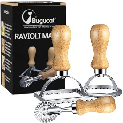 Productafbeelding van Ravioli Snijderset met Houten Handvat en Rolpin