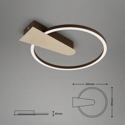 Produktbild von Deckenleuchte Briloner Nico LED 12W 34CM Deckenlampe Dimmbar Rund 3000K Gold-Braun