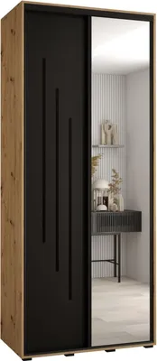 Produktbild von MEBLE KRYSPOL Cannes 9 Schrank mit 2 Schiebetüren - 205,2x110x60 cm - Artisan Schwarz Schwarz