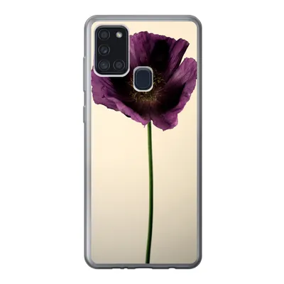 Produktbild von MuchoWow® Handyhülle Schutzhülle Hülle für Samsung Galaxy A21s Nahaufnahme eines violetten Mohns Silikon Softcase Handy Hülle - Hartschale
