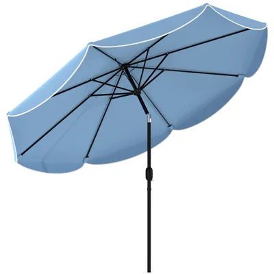 Zdjęcie produktu dla Okrągły parasol balkonowy z mechanizmem rozkładania za pomocą korby i możliwością regulacji kąta nachylenia | Kolor: błękitny | Wymiary: 265x265x235 cm