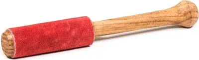Produktbild von Klangschalen-Reibstab aus Holz mit Wildlederrot – ±25 g; ±15x2cm
