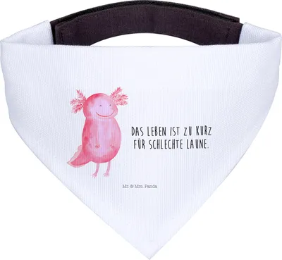 Produktbild von Mr. & Mrs. Panda Hunde Halstuch Axolotl Glücklich - Weiß - Geschenk, Lebensfroh, Lurch, Tuch, Schwanzlurch, Hund, gut Gelaunt, Schal für, Motivationsspruch