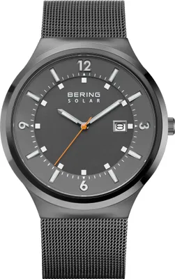 A close-up studio shot of a Bering Solar watch.
