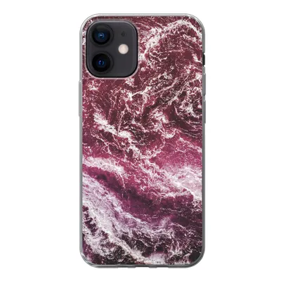 Produktbild von MuchoWow® Handyhülle Schutzhülle Hülle für iPhone 12 Natursteine - Lila - Marmor Silikon Softcase Handy Hülle - Schutzhülle