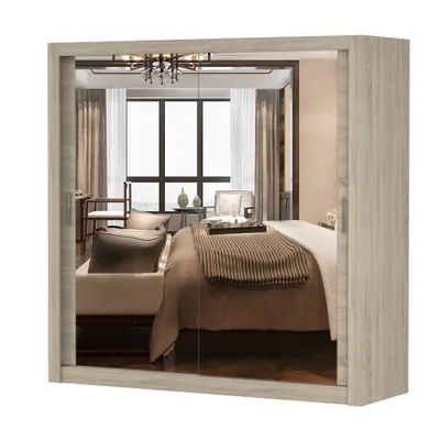 Image de Armoire à portes coulissantes Armoire 203cm Sonoma/Sonoma avec deux miroirs MILAN