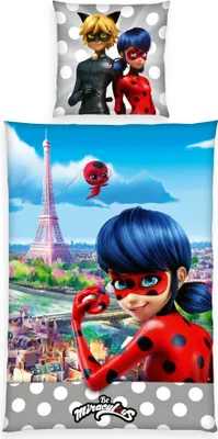 Produktbild von Herding Renforcé Wende Bettwäsche 2 tlg. 135x200cm Be Miraculous Power Ladybug Paris Grau Punkte Digitaldruck