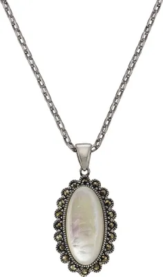 Produktbild von Zeeme Gemstones Halskette 925/- Sterling Silber 45cm schwarz Markasit weiß 500244729-45