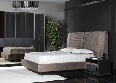 Produktbild von Elegantes Graues Holz Schlafzimmer-Set mit Bett und Nachttischen