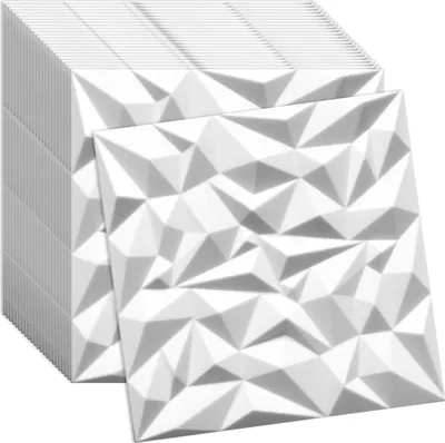 Produktbild von Verdico | 3D Wandpaneel Polystyrol - Weiß - 50x50 cm - 24 Stück - Modernes Design - Einfache Montage, Wand- & Deckenverkleidung