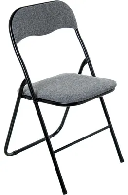 Klappstuhl aus Metall und Stoff, Schwarz/Grau, 44x47x80 cm