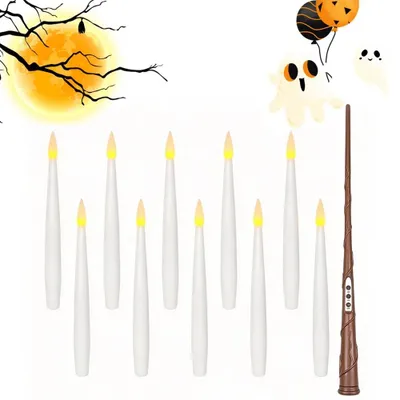 Produktbild von Halloween Schwebende Kerzen,Flammenlose LED Kerzen,10 Stück Kerzen für Halloween