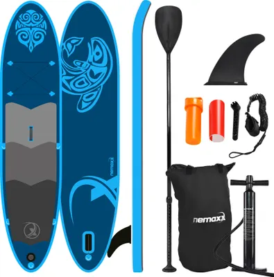 Produktbild von Nemaxx PB330 Stand up Paddle Board 330x76x15cm, blau - SUP, Surfbrett, Surf-Board - aufblasbar & leicht zu transportieren - inkl. Tasche, Paddel, Finne, Luftpumpe, Repair Kit