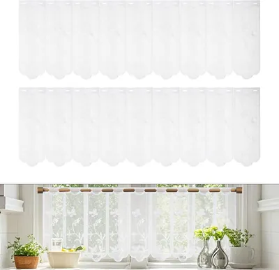 Immagine prodotto di Tende per finestra, semitrasparenti, ricamate, 45 x 144 cm, adatte per cucina e soggiorno