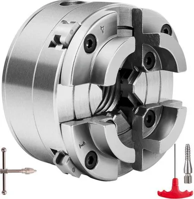 Produktbild von 4-Klauws Zelfcentrerende Klauwplaat für Holzbearbeitungsmaschinen 70 mm, Klauwplaten-Unterstützung und -Centrierung mit 4 Kiefern, 4-Kiefer Metall-Universal-Claw-Platten für CNC-Drehmaschinen Sägemaschine
