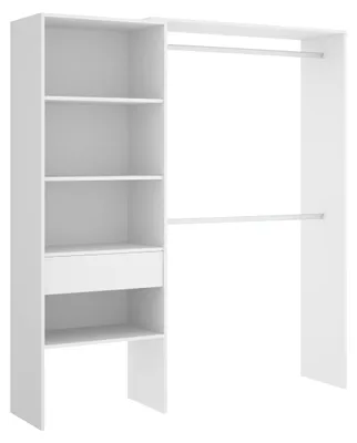 Offener Kleiderschrank, Holz, 187x160/110x40 cm, Weiß
