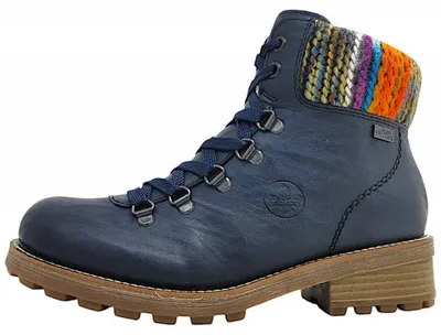 Image de Chaussures de ville pour femmes Rieker, bottines à lacets, couleur bleue, style décontracté