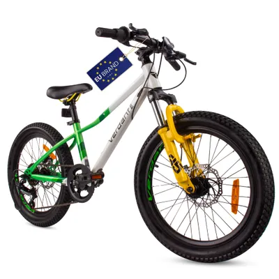 Produktbild von Dětské kolo chlapecké kolo dívčí kolo 20 palců s 6 rychlostními převody Shimano RevoShift tlumič kola Calix zelená bílá