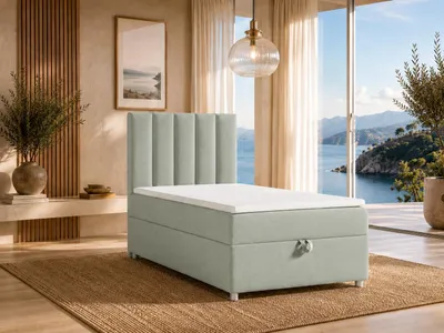 Produktbild von Best for Home Boxspringbett mit Bettkasten Trinity K10-SINGLE 90x200 Bonellfederkern inkl. Topper - Mintgrun
