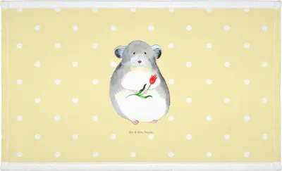 Produktbild von Mr. & Mrs. Panda Handtuch Chinchilla Blume - Gelb Pastell - Geschenk, Lustige Sprüche, Glücklichsein, Liebeskummer, gesichtshandtuch, Flauschtuch, 100x50, kleines, Büro