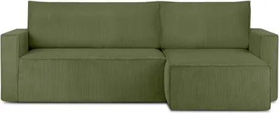 Produktbild von KONSIMO Linke/rechte Ecksofa mit Schlaffunktion mit Armlehnen "NAPI", Grün, Cordstoff, Loft, 246x89x148 cm