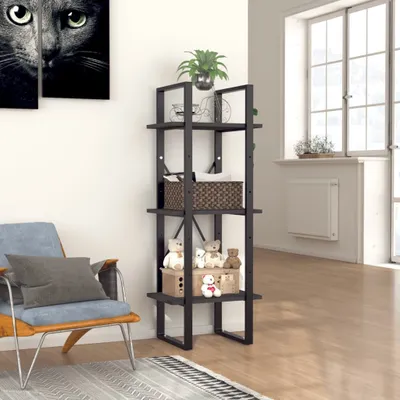 Image de The Living Store Bibliothèque 3 compartiments Gris 40x30x105 cm Bois composite