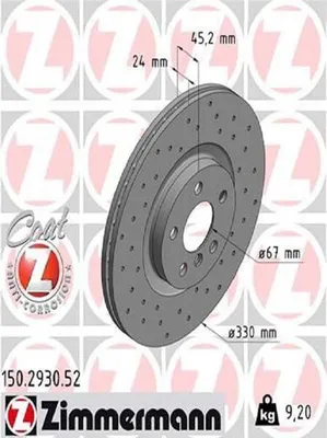 Produktbild von 2x ZIMMERMANN Bremsscheibe 150.2930.52 für BMW X1 (F48) 2 Active Tourer (F45)