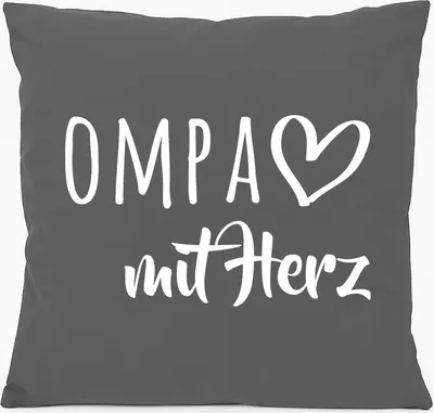 Produktbild von Huuraa Kissen OMPA mit Herz 40x40cm mit Füllung Steel Grey Baumwolle Dekokissen Geschenkidee