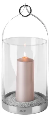Produktbild von LONIDA Windlicht mit Glas - H.45cm x D.21cm - silber - Edelstahl /Glas