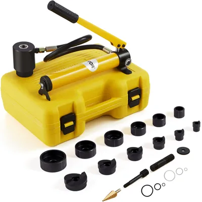 Immagine prodotto di VEVOR Set di punzonatura idraulica per fori, kit di punzonatura 10t, strumento di punzonatura in acciaio con 6 stampi di punzonatura 12,7, 19,05, 25,4, 31,75, 38,1, 50,8 mm, punzonatrice idraulica per fori