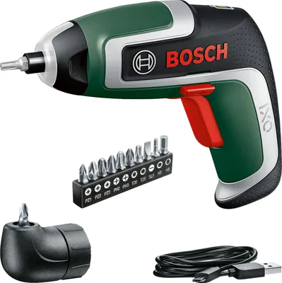 Produktbild von Bosch Akkuschrauber IXO (7. Generation; 3,6V; 2,0Ah; 5,5Nm; mit Mikro-USB-Kabel; Inklusive Winkel-Aufsatz; schraubt bis zu 190 Schrauben; im Karton) – Amazon Edition