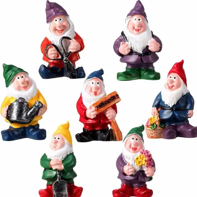 Produktbild von 7er-Pack Gartenzwerge, Harzfiguren, Mini-Feengarten, Mini-Statuen, Tischdekoration, Gartendekoration, Feiertagsparty, Gartendekoration, Gartendekoration, Zubehör