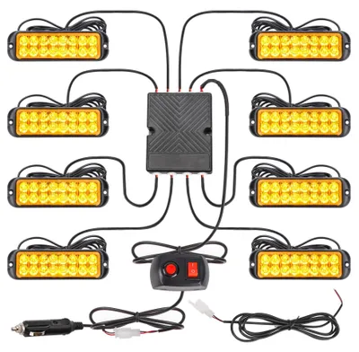 Productafbeelding van 8x16 LED Zwaailicht Oranje 12-24V IP65 Waarschuwingslamp 14 Modi