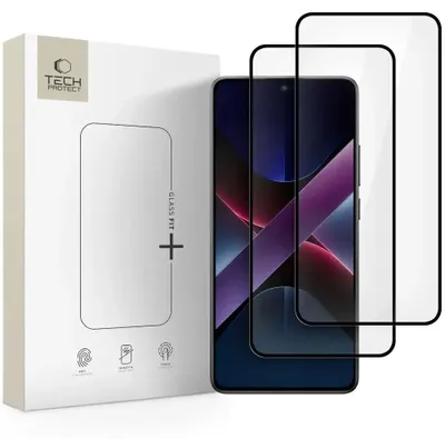 Zdjęcie produktu dla Zakwarcione szkło Tech-Protect Glass Fit+ 2-pack do Xiaomi Poco X7 5G - czarne