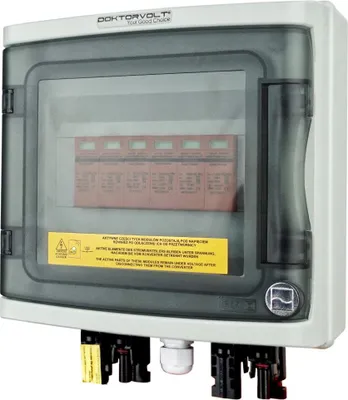 Imagen del producto de Caja de conexión solar, corriente continua (DC) 1000V, 2 conectores T1/T2 de 4mm, grado de protección IP65, marca Doktorvolt, modelo 4487