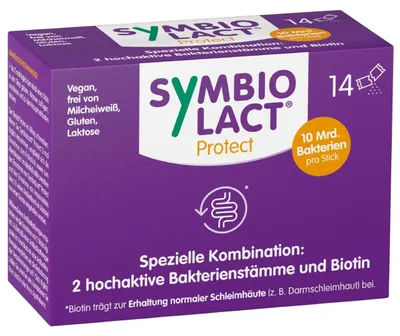 Produktbild von Nahrungsergänzungsmittel, SymbioLact Protect, unterstützt die Gesundheit des Darms und hilft, den normalen Schleim zu erhalten, mit Probiotika, 14 Beutel x 1gr