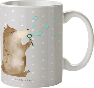 Produktbild von Mr. & Mrs. Panda Plastikbecher Bär Seifenblasen - Grau Pastell - Geschenk, Teddy, Outdoor Tasse, Kindertasse, Kinderbecher, Pott, Haferl
