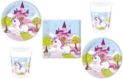 Partyset Einhorn 52-teilig für 16 Kinder