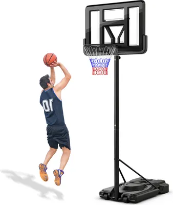 Produktbild von GOPLUS Basketballkorb Outdoor, Korbhöhe von 170 bis 305 cm verstellbar, Basketball Korb mit Rückwand, Basketball Ständer tragbar mit Rollen, Basketball Hoop für Jugendliche und Erwachsene